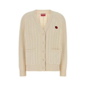 Kenzo Women Ivory Cotton Blend Cardigan